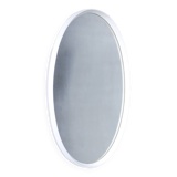 Miroir mural ovale en bois blanc, années 1960