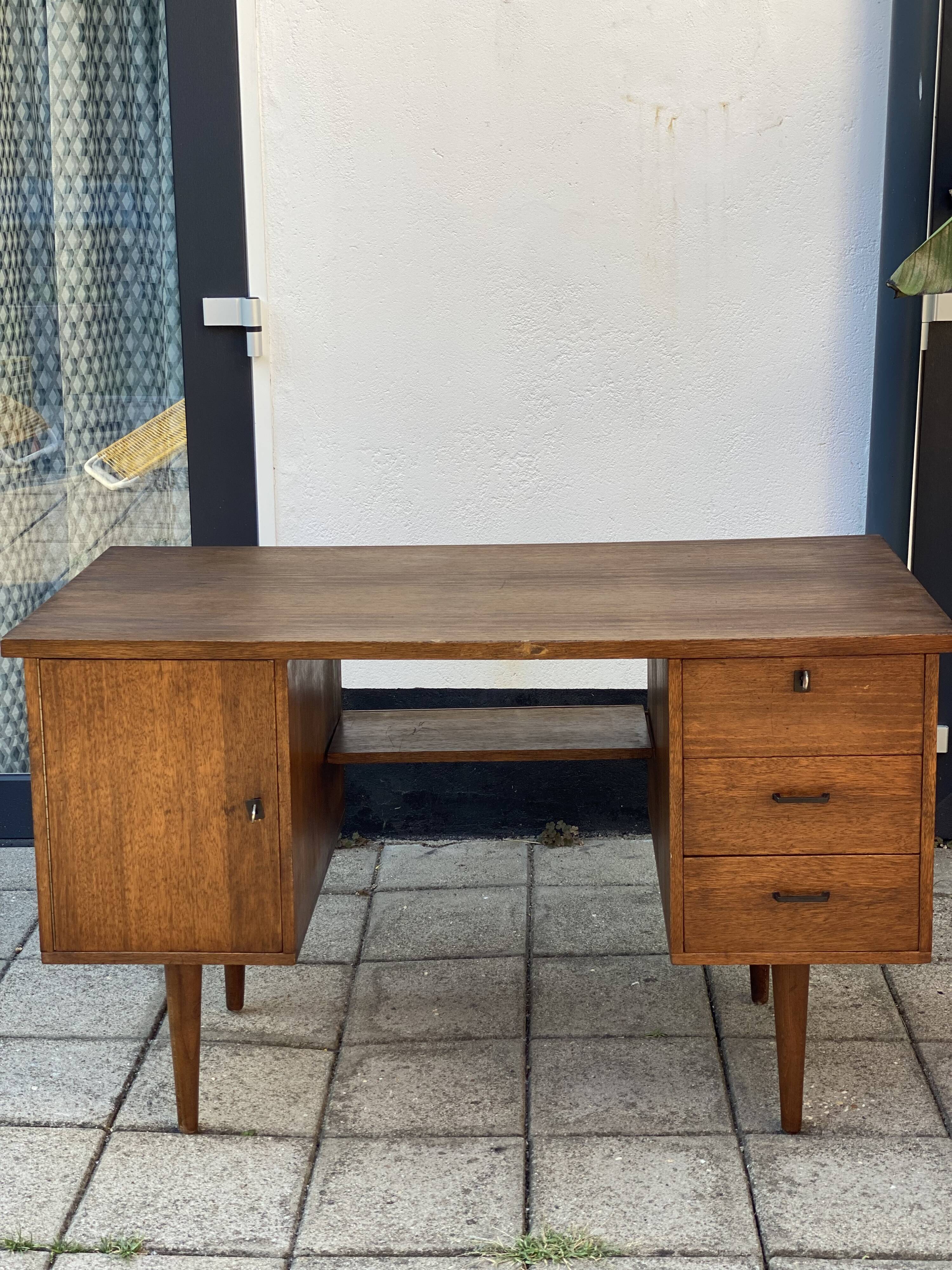 Vintage mid century modern oak desk
