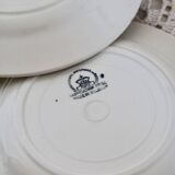 6 old Belgian Nimy earthenware soup plates with red pattern