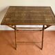 Folding table in bamboo-style wood and woven top, Napoleon III
