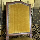 Suite of 6 chairs walnut and yellow velvet louis XIV style