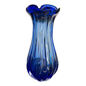 vase bleu de cobalt, - murano
