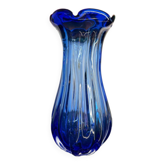 Vase bleu de cobalt, Murano années 60
