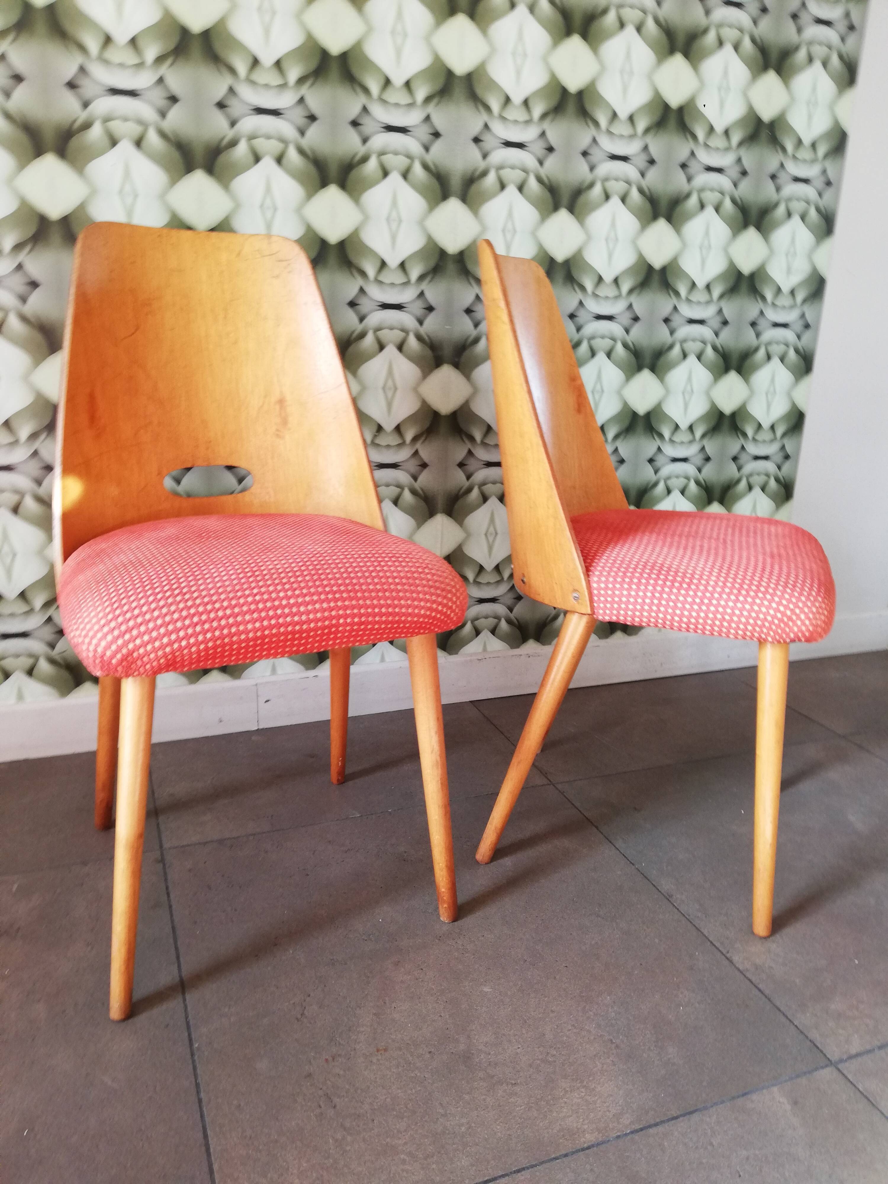 2 Vintage chairs Antonin Suman, Art Deco, Czechoslovakia 1960
