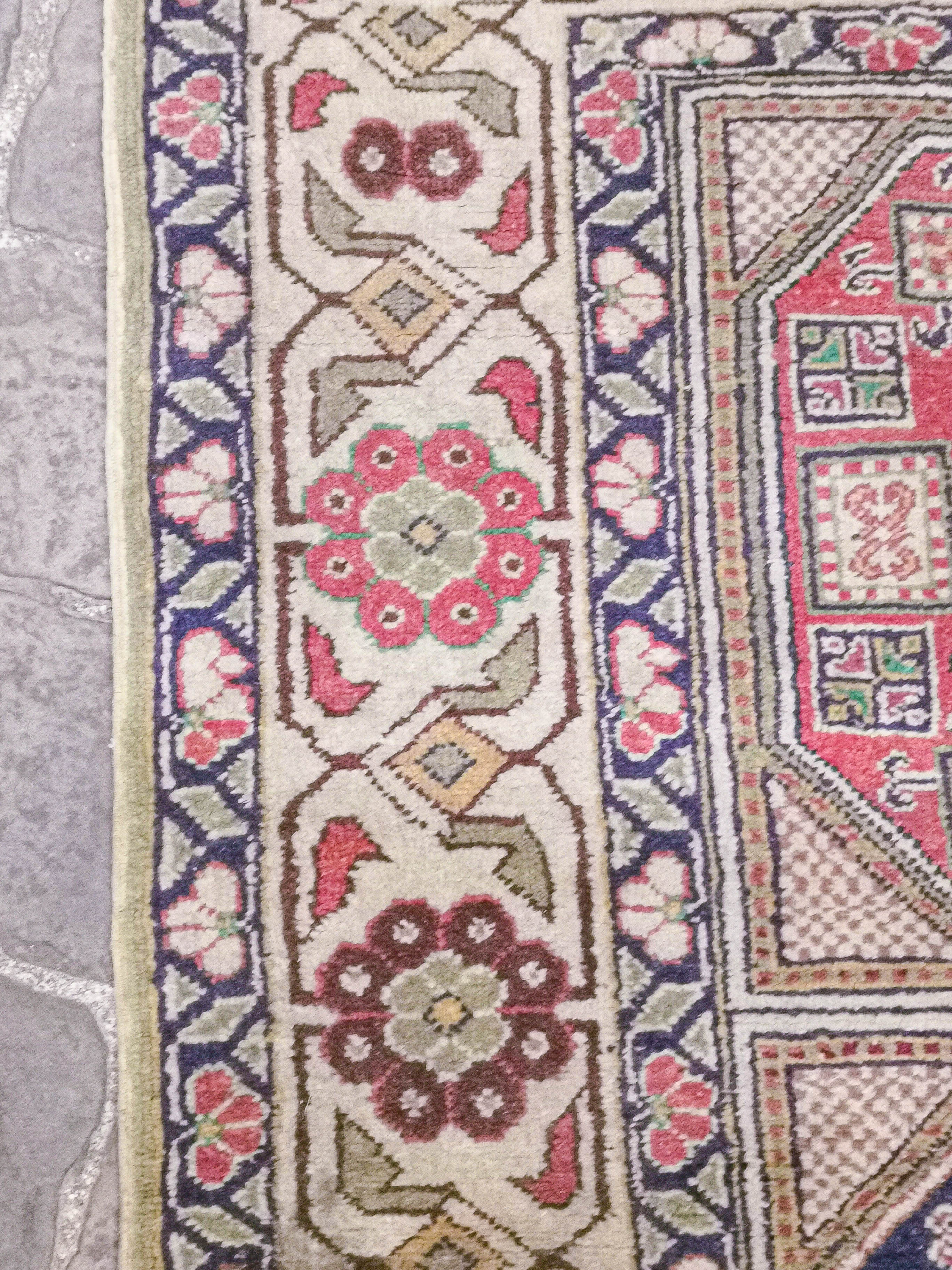 Turkish vintage handmade oriental rug Caesarea 3 x 2 m