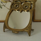 Miroir de table hibou en laiton vintage