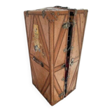 Large travel trunk wardrobe Cosmopolis – vintage leather trunk