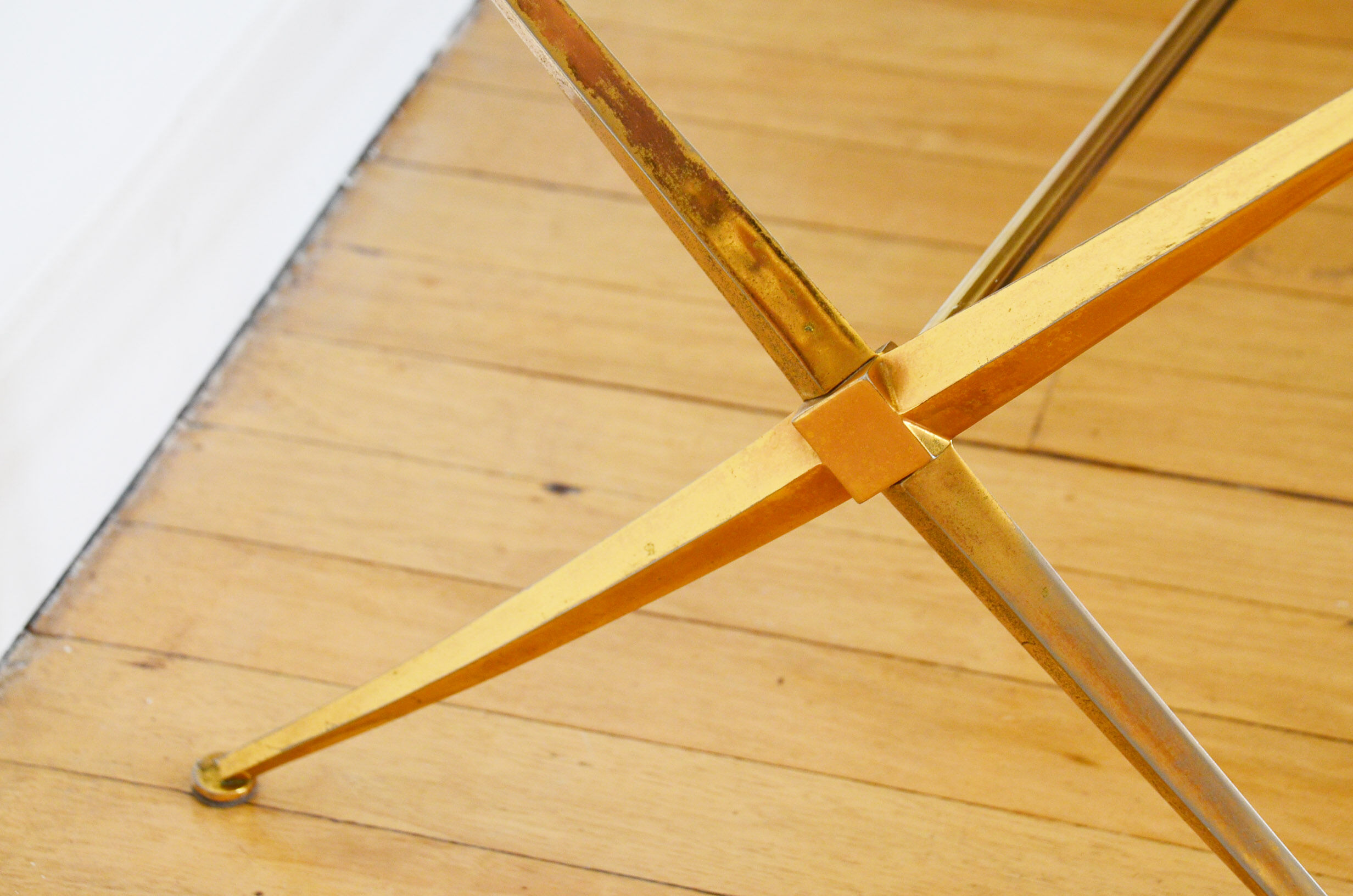 Neoclassical brass glass coffee table 60