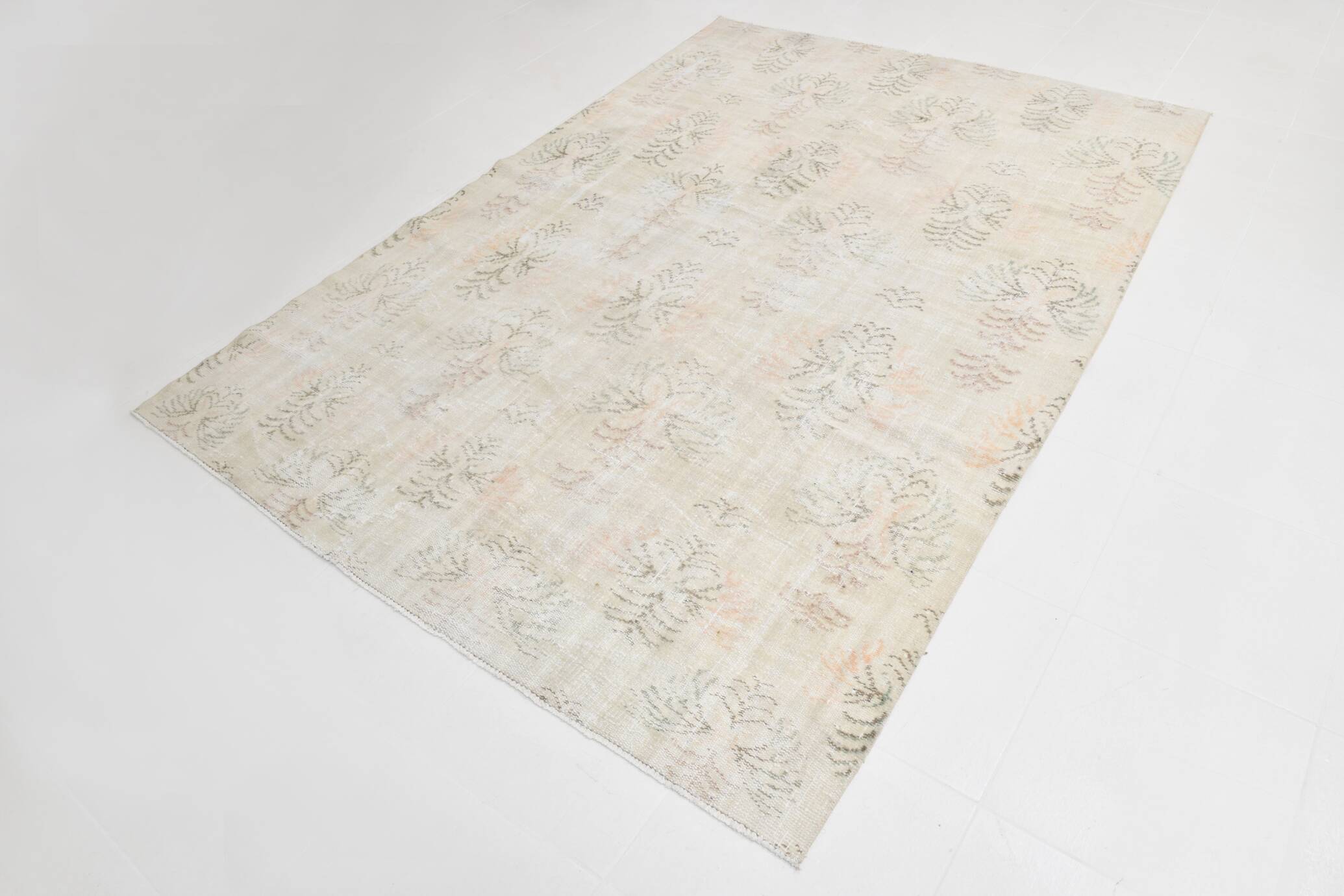 6x8 Cream Brown Floral Vintage Area Rug, 181x261Cm SK 21812