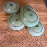 5 verres de lampe vert et doré