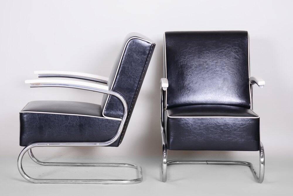Set of Art Deco Armchairs attributed to Mücke Melder, 1930s