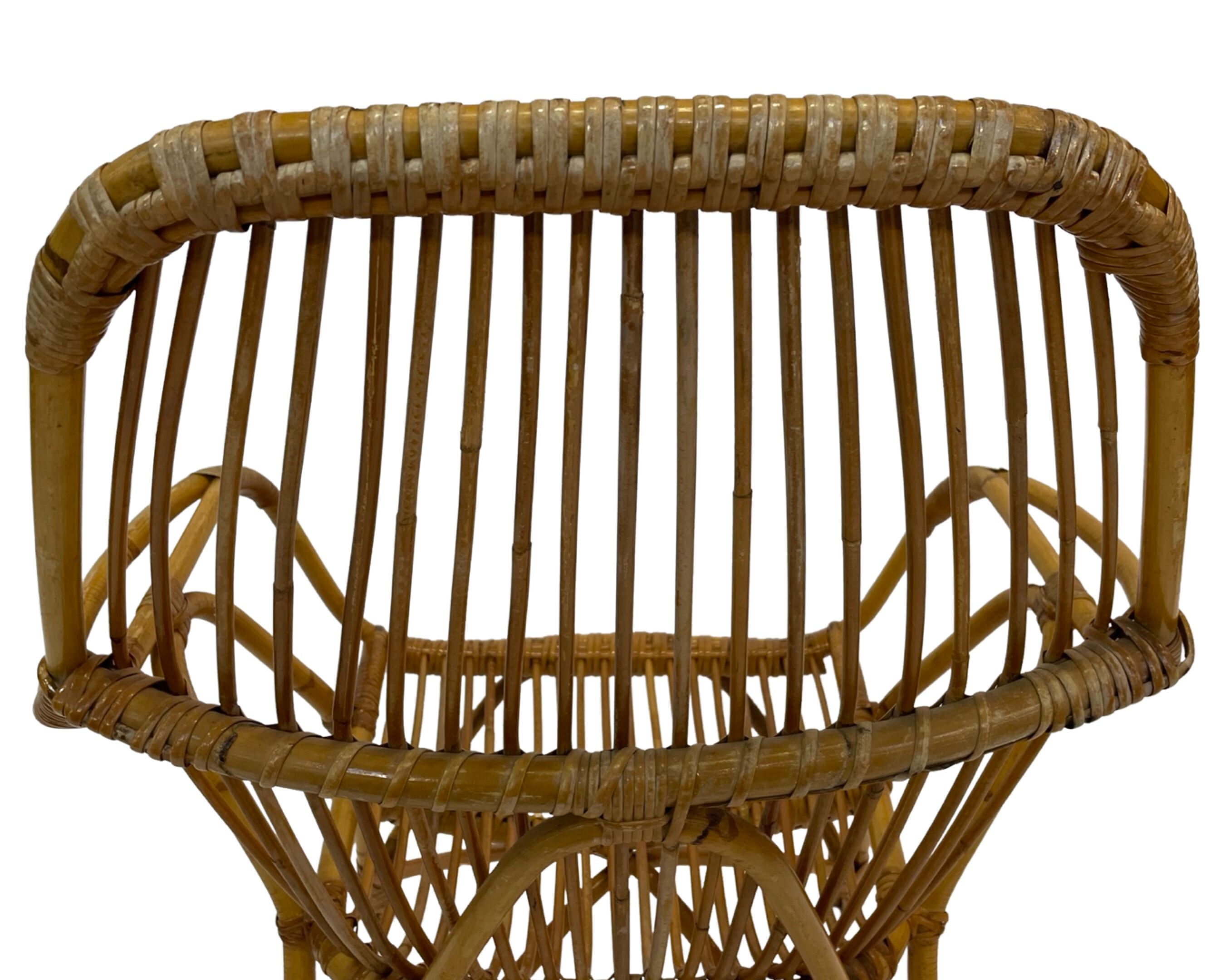 Rattan easy chair by Dirk van Sliedregt Rohe Noordwolde 1960 in the Netherlands