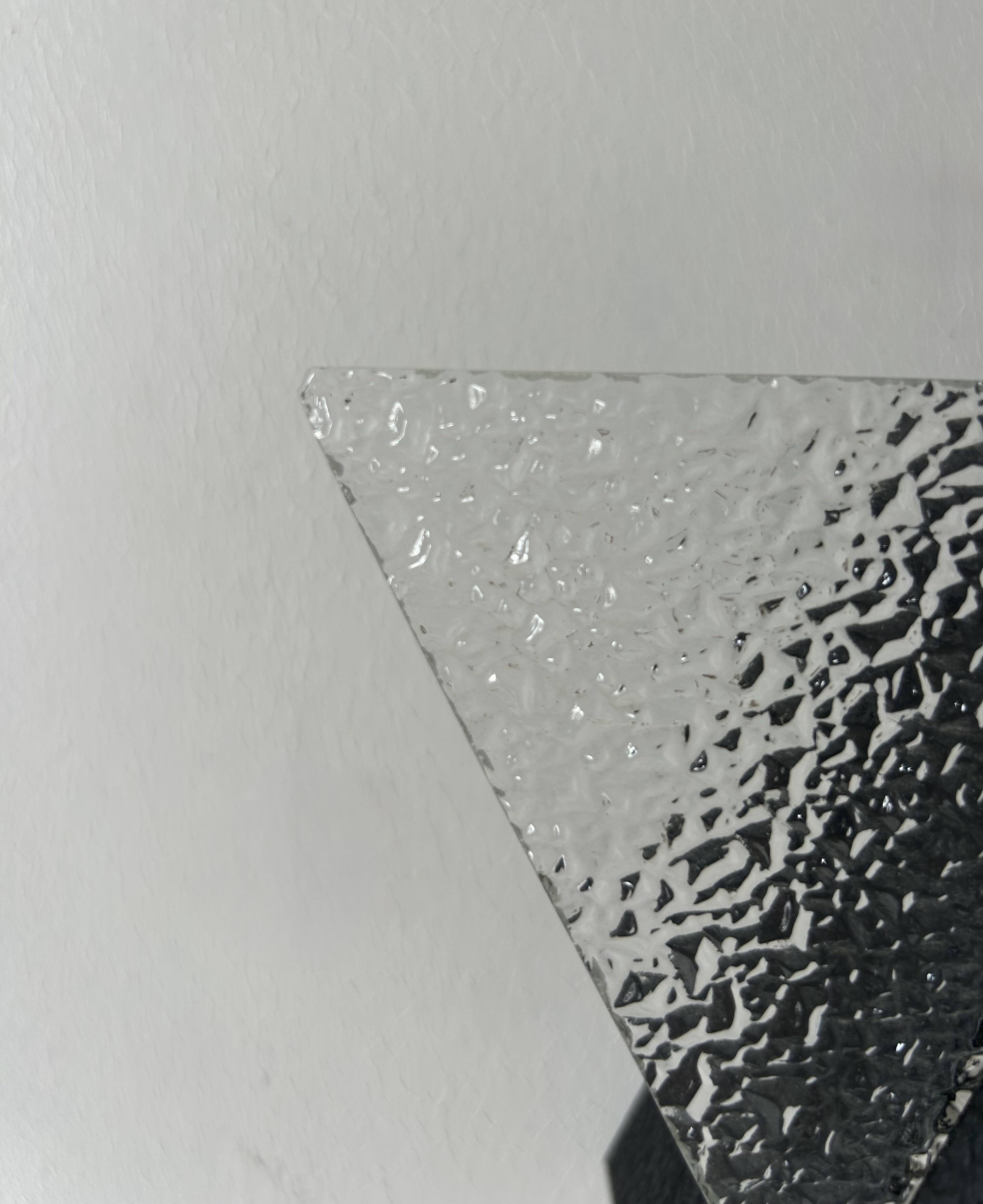 Vintage geometric wall lamp, black metal and glass, France 1950