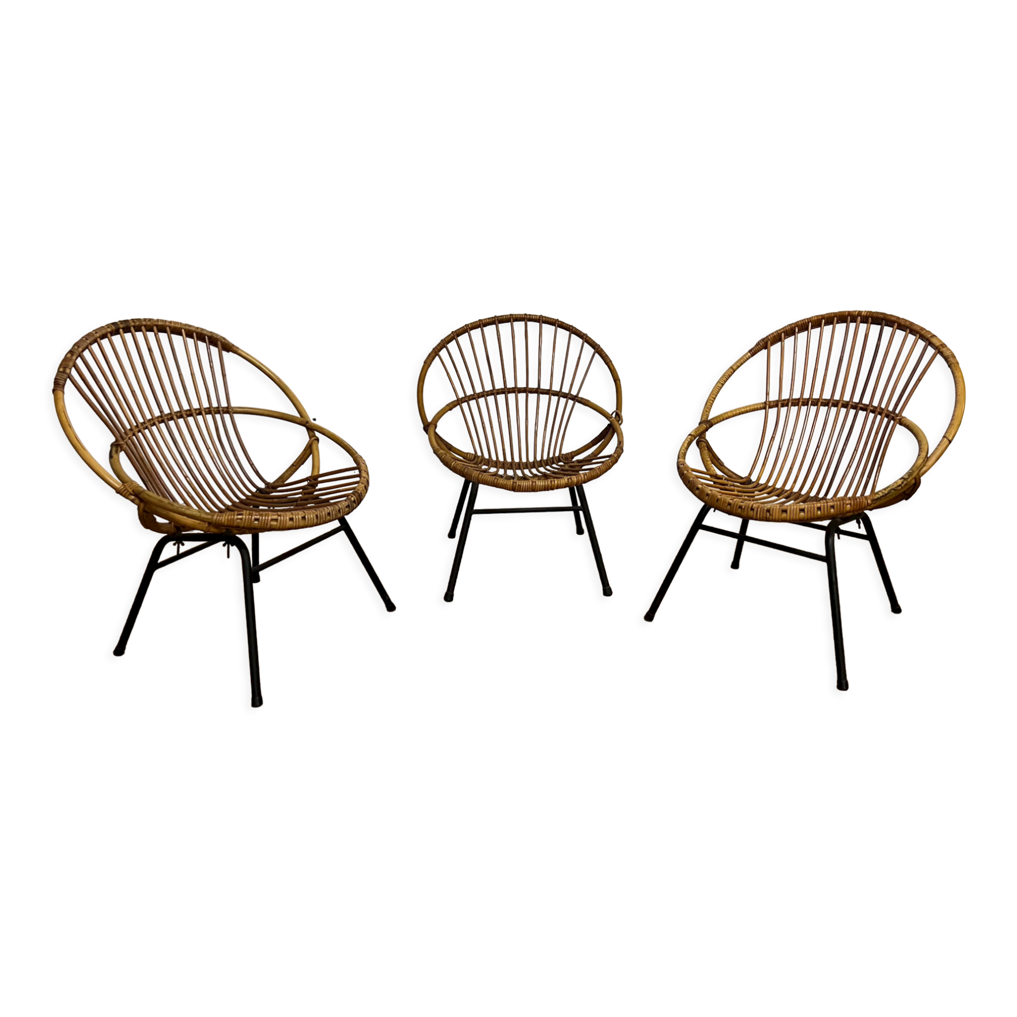 Rattan armchairs feet metal