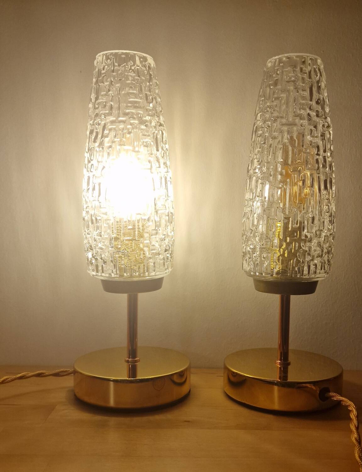 Arlus Textured Tulip Touch Bedside Lamp Duo