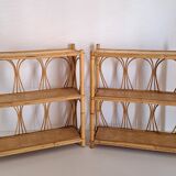 Set of bamboo and rattan shelves