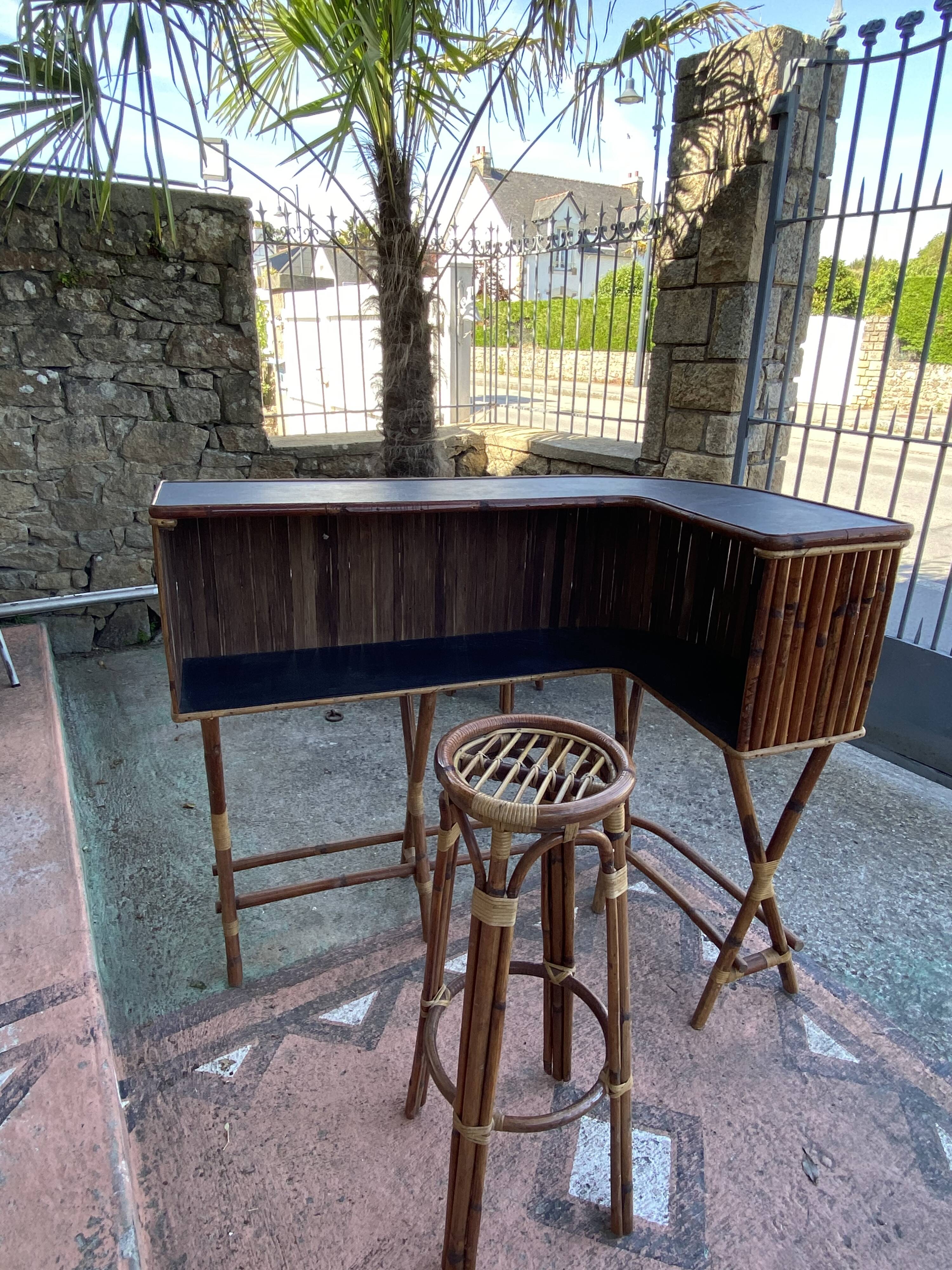 Vintage rattan bar around 1960