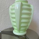 Art Deco uranium opaline skyscraper vase