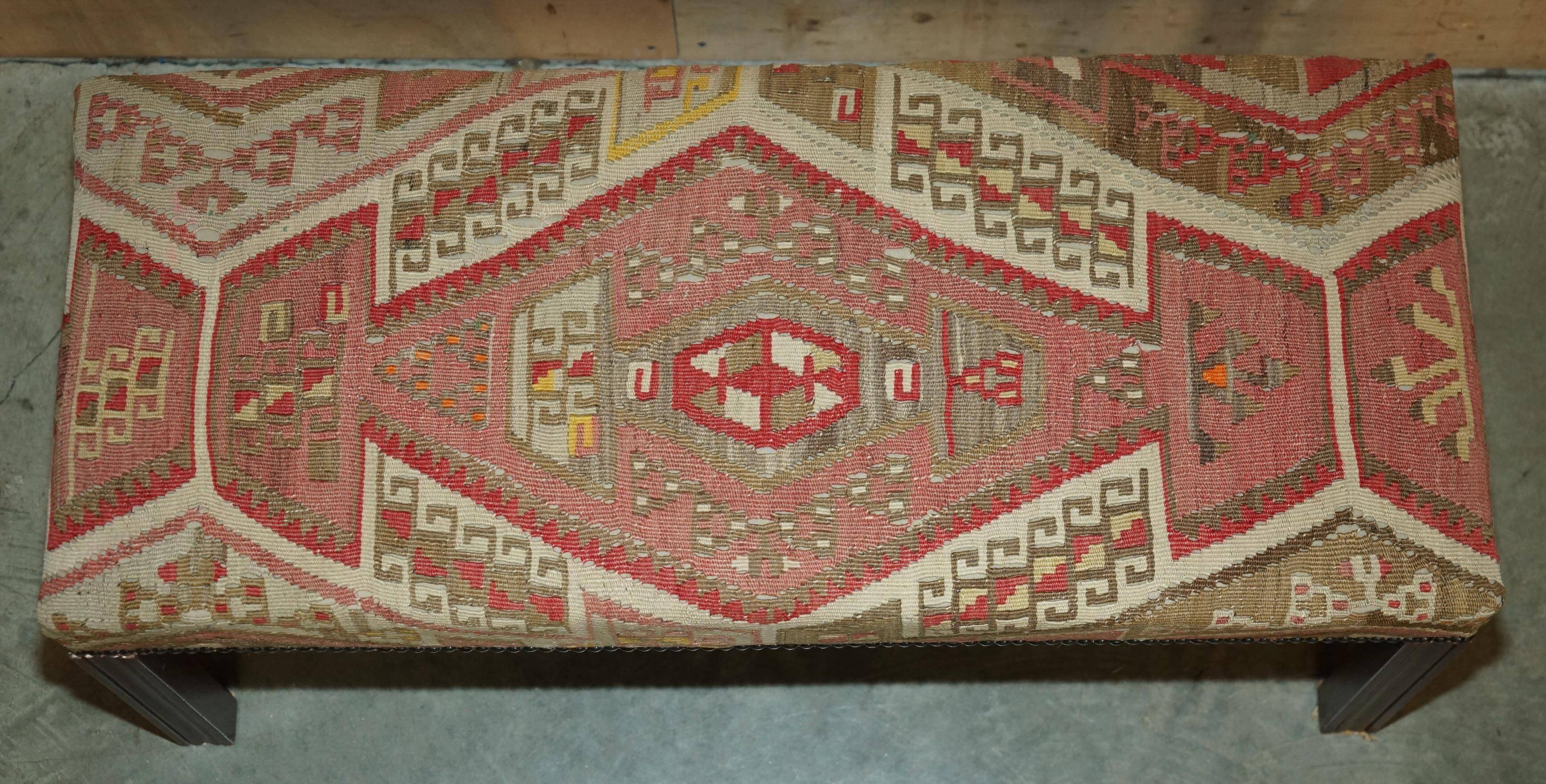 Padded footrest bench in Victorian Kilim style by George Smith