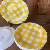 Set of 8 flat plates Digoin Sarreguemines model Scottish yellow year