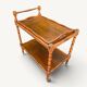 Vintage wooden turned rolling dessert trolley, removable tray.