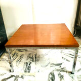 Modernist coffee table in chrome and solid wood - Bauhaus