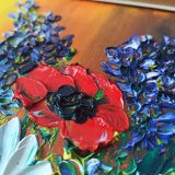 Oil painting on canvas, bouquet of flowers in a framed vase, signed.