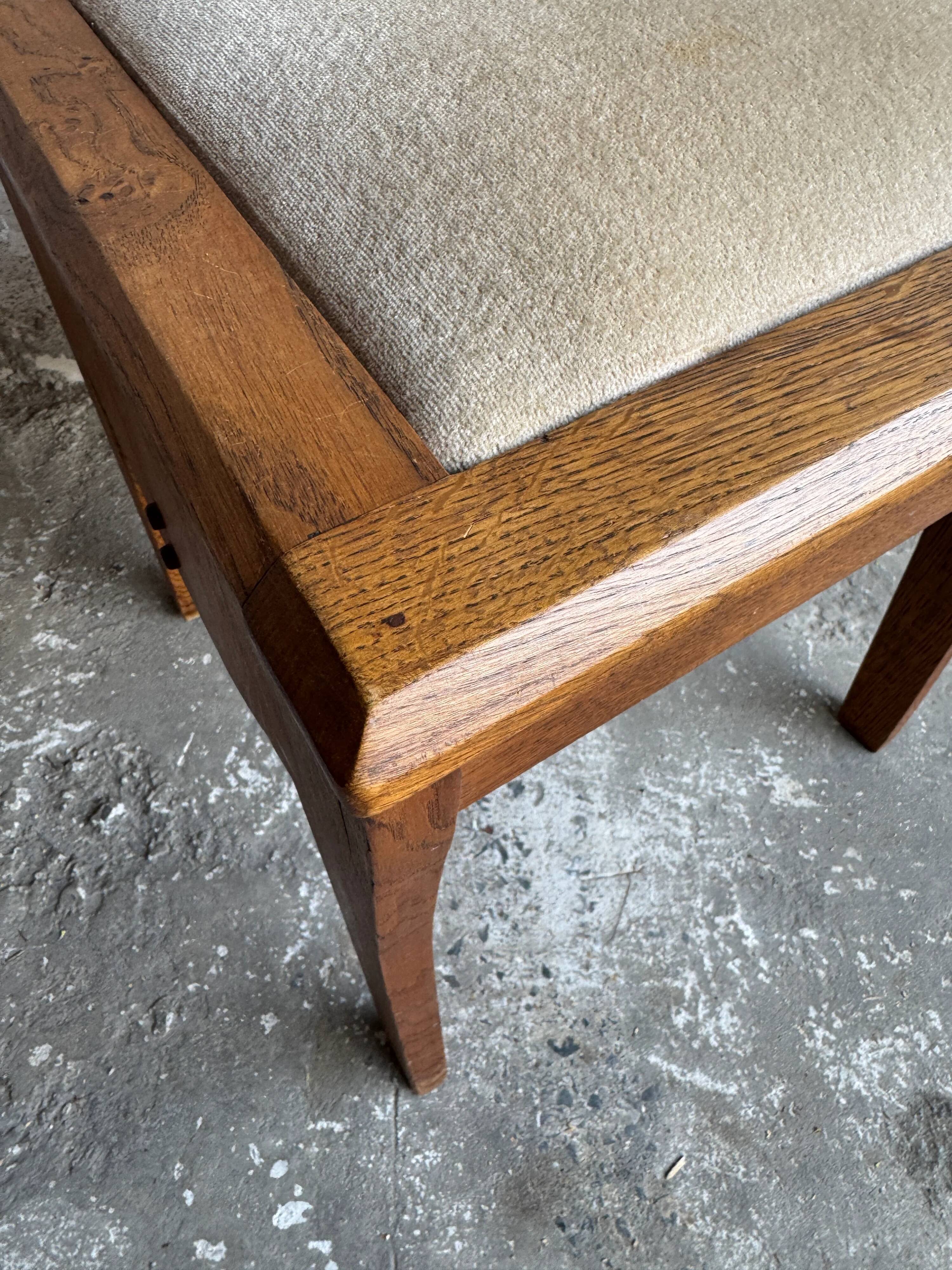 Set of 6 Amsterdamse School Art Deco Dining Chairs, Warm Oak Wood with Beige Upholstery