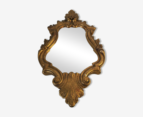 Miroir art déco doré à la feuille d'or hauteur 51 cm | Selency