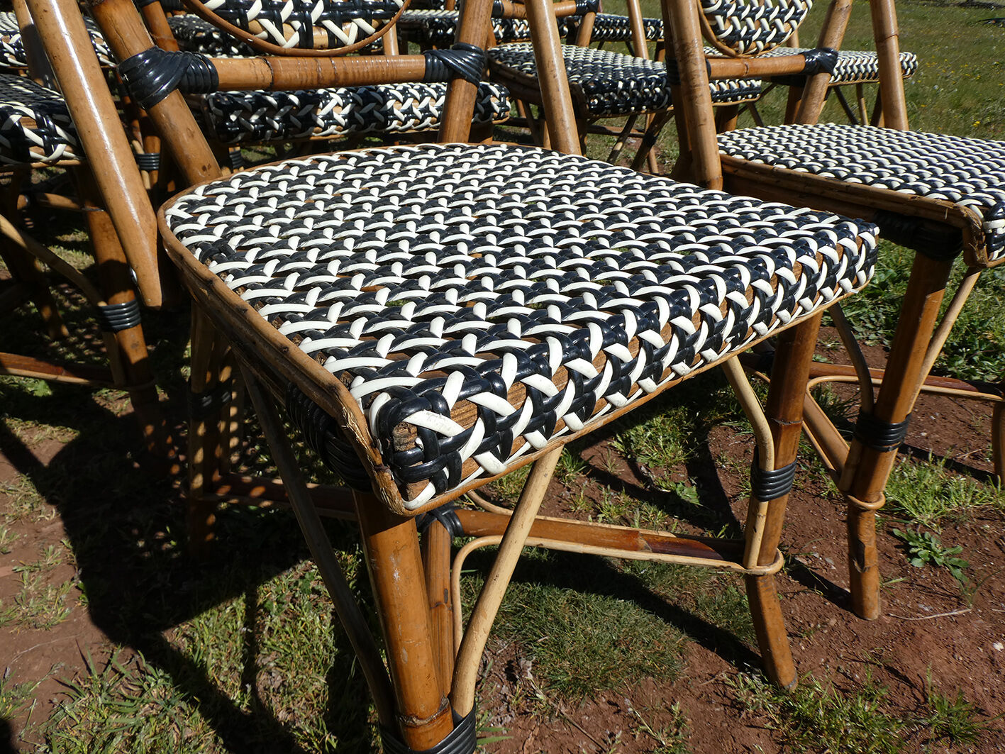 Set of 6 chairs Bistro terrace type Paris in rattan & braiding