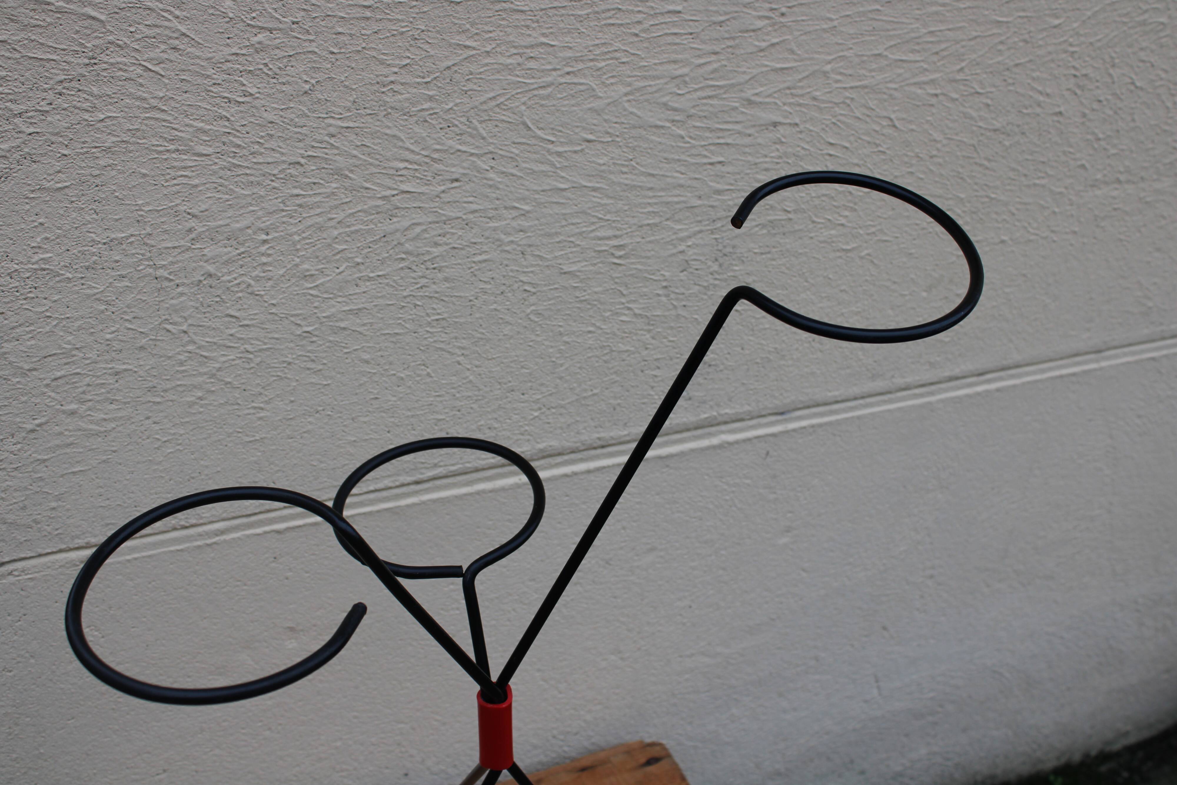 1960's black metal tripod plant holder