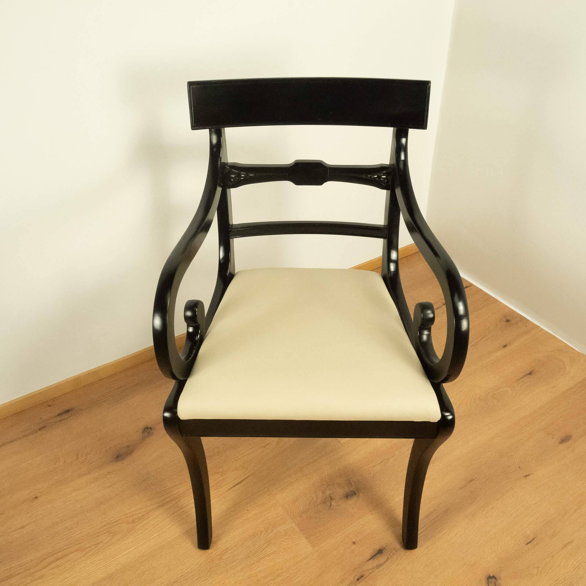 Armchair by G.T. Rackstraw, mahogany stained black, vintage from England