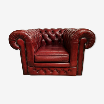 Armchair chesterfield light burgundy leather