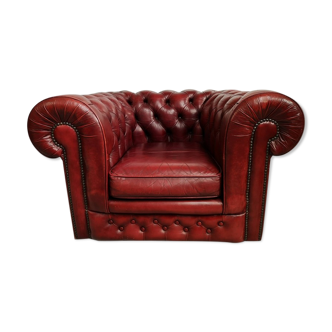 Armchair chesterfield light burgundy leather