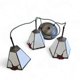 3 light chandelier with glass shades / Art Deco