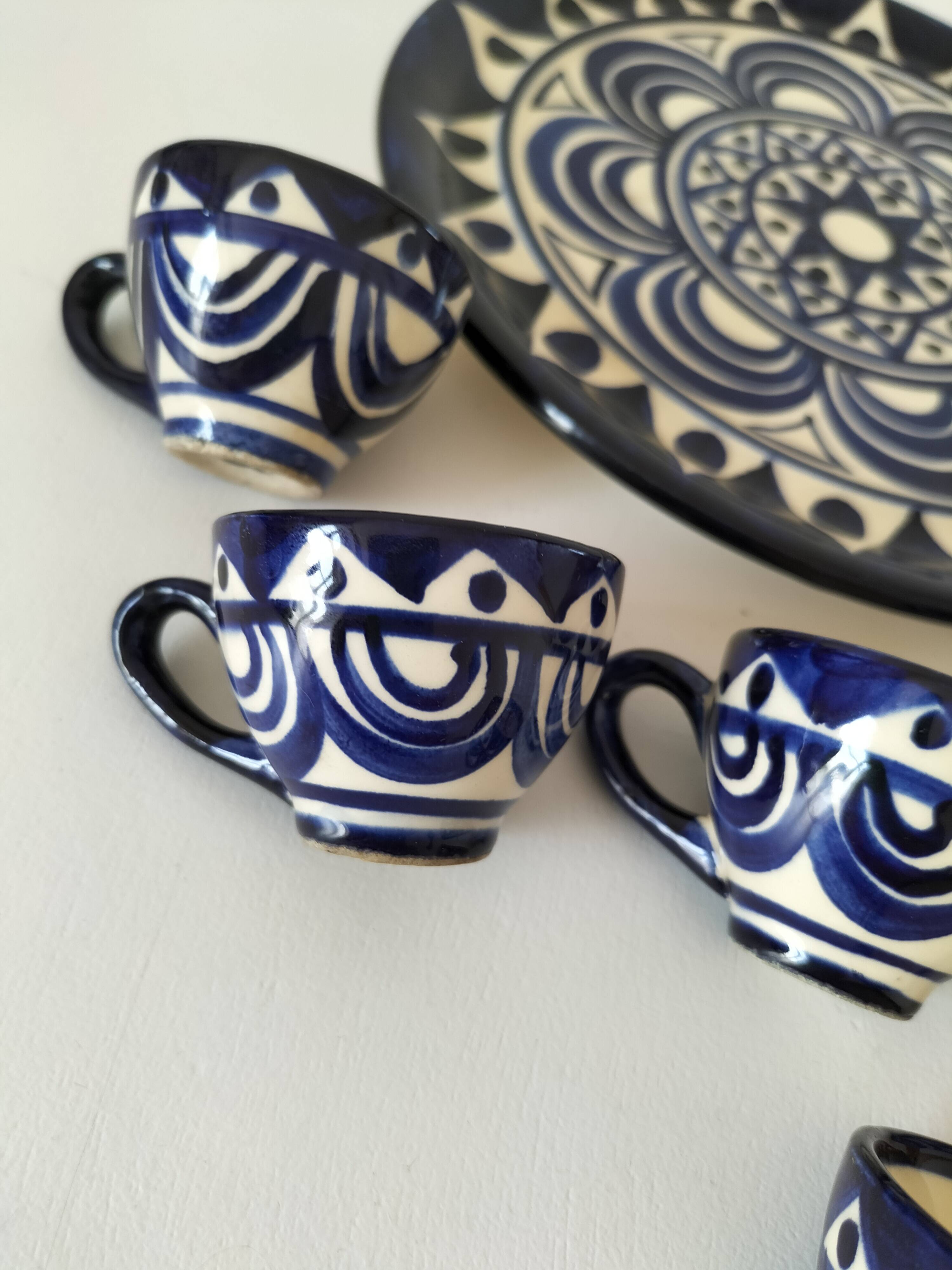 Tray and 6 vintage mini cups – St Jean de Bretagne – Model 1003