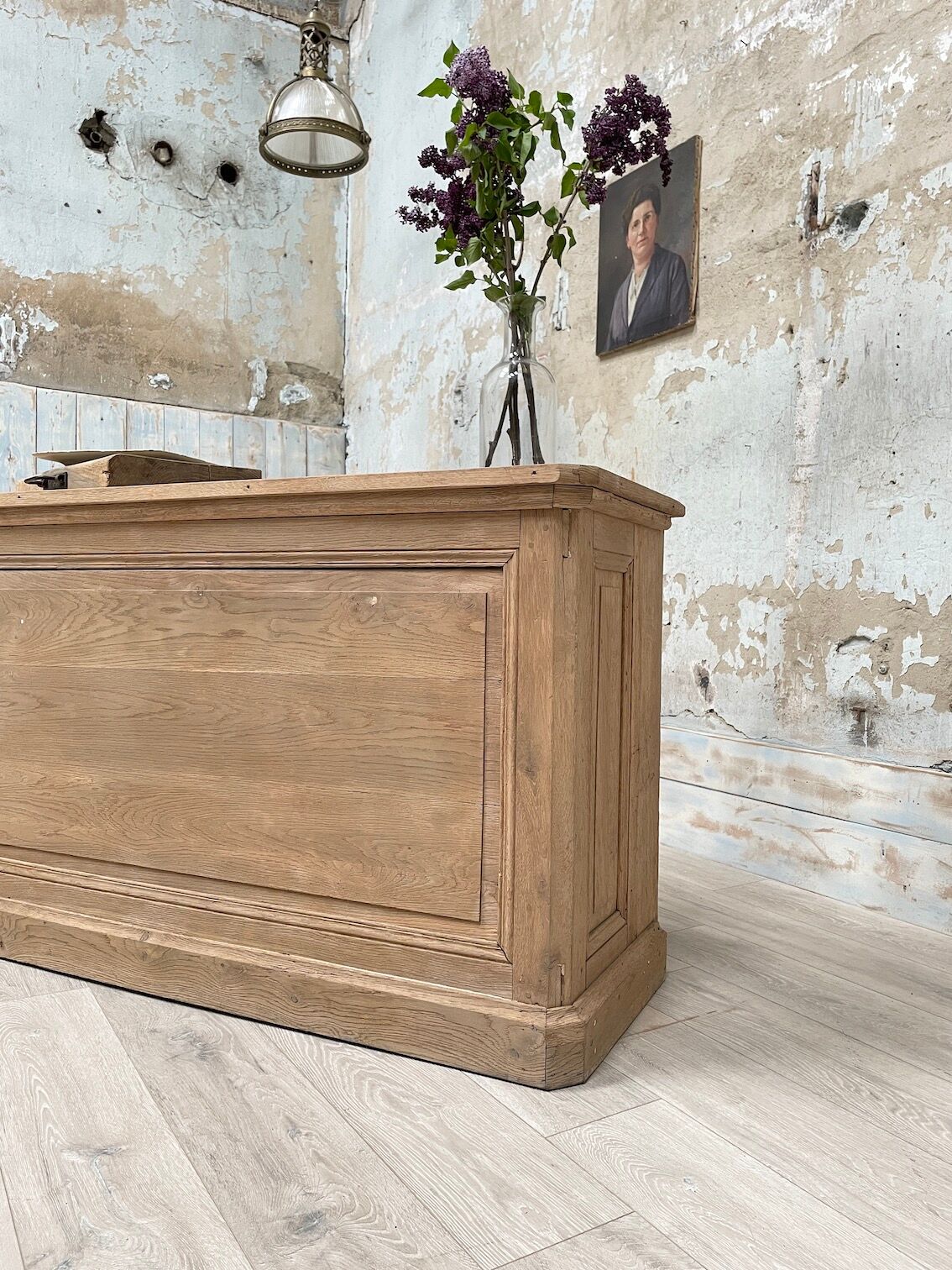 Bank store counter with drawers, circa 1900.