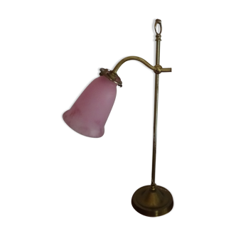 Art Deco-style brass lamp tulip in glass paste