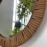 Round wicker mirror from the 50s