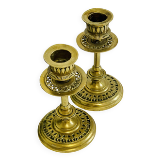 Pair of old brass candlesticks