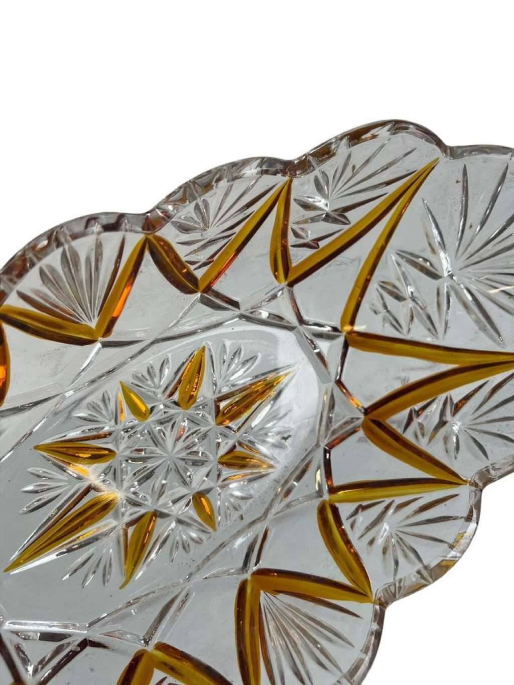 Vintage amber color / glass crystal bowl / dish