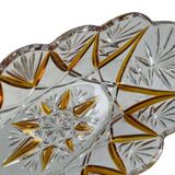 Vintage amber color / glass crystal bowl / dish