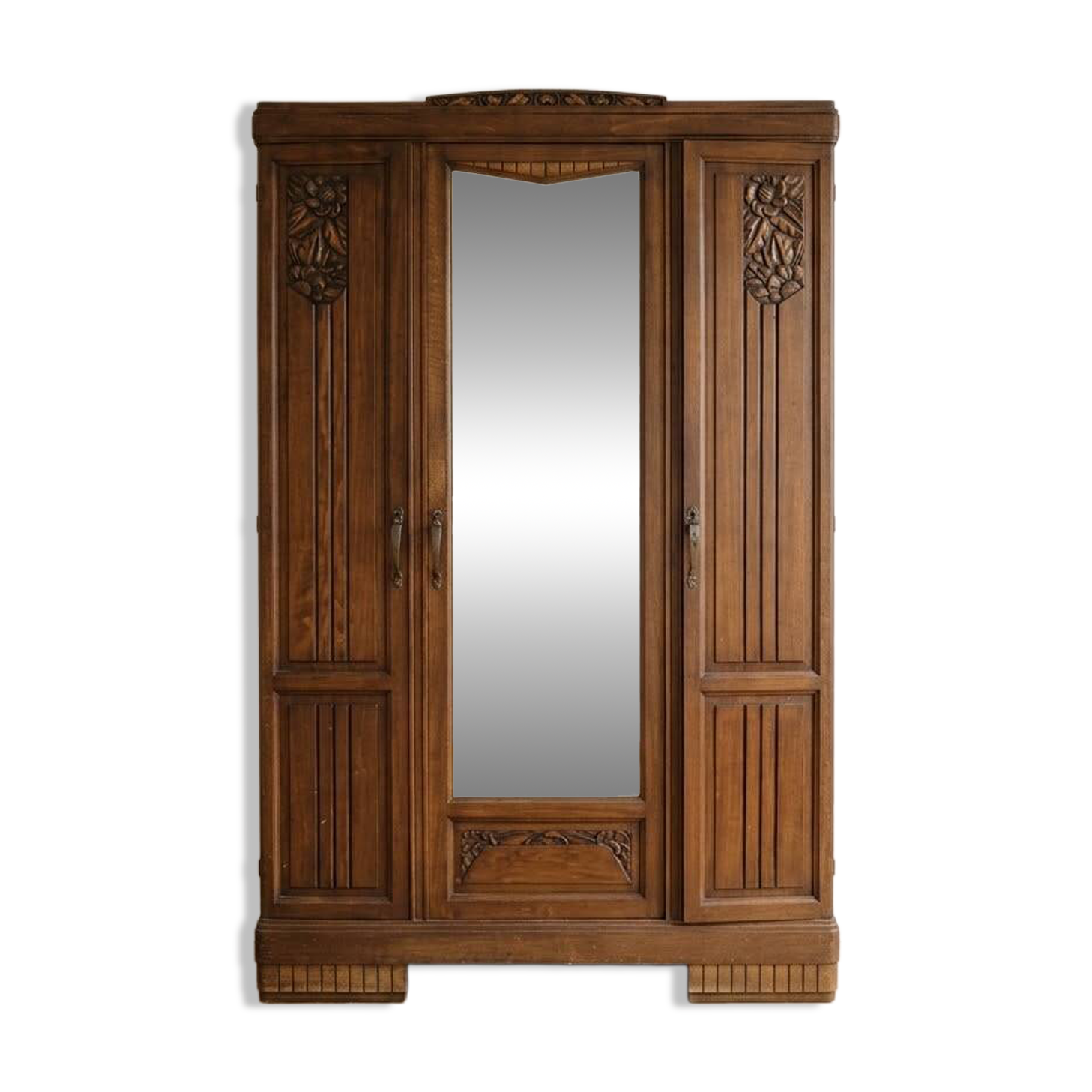 Large antique Art Nouveau wardrobe in solid wood
