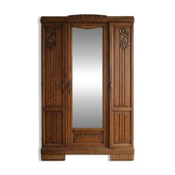 Grande armoire ancienne Art Nouveau en bois massif