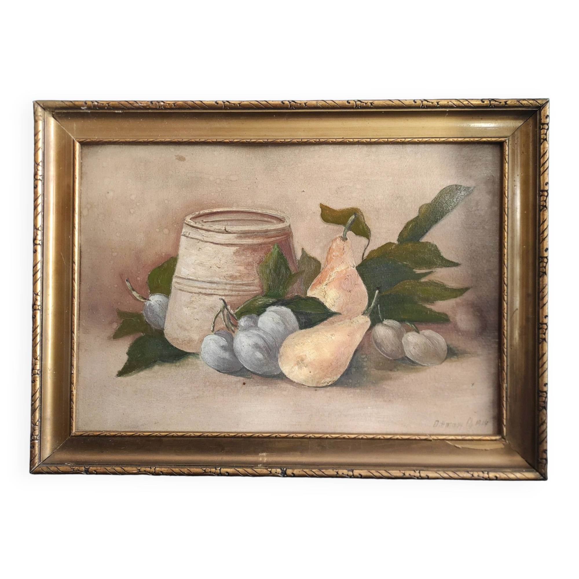 Nature morte vintage, signée Dihlmann, 1934