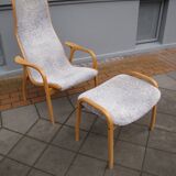 "Lamino" armchair with stool by Yngve Eckström for Swedese