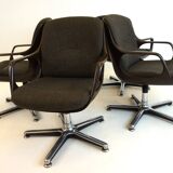 Set of 5 Chromcraft office armchairs