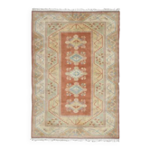 1970s Vintage Turkish Oushak Handmade Wool Cotton Orange Area Rug  198x287