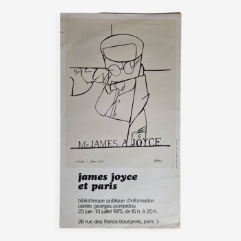 Art poster, portrait of James Joyce after Valerio Adami, 1975, 36 x 64 cm