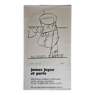 Affiche d'art, portrait de James Joyce d'après Valerio Adami, 1975, 36 x 64 cm